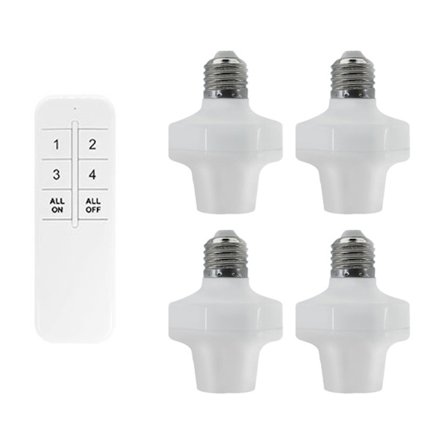 AC85-265V 4-i-1 Trådløs E27 Lyskontakt App+Fjernbetjening til LED Lampepære