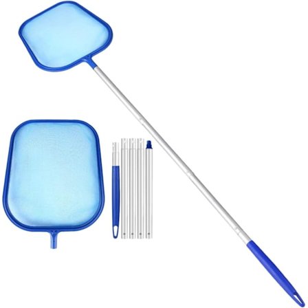 Pool Skimmer Net med Stang, 60CM Pool Bladrensningsnet Finmasket Skimmer med Stang til Rengøring af Havedam Fontæne Badekar Spa Akvarium