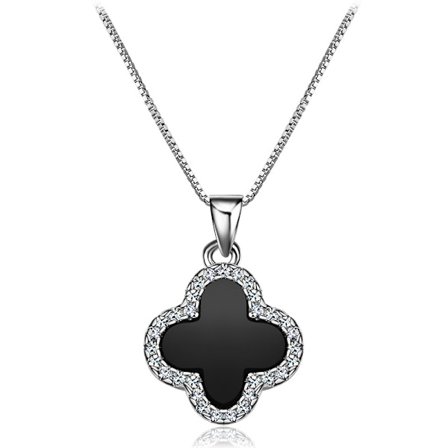 Agat firekløver halskjede kvinne S925 sterlingsølv enkelt