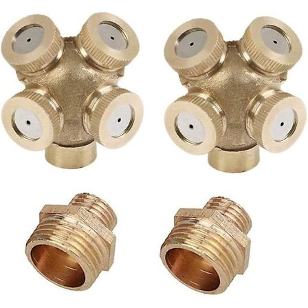 Pakkaus 4-reikäinen messinkisuihkusuutin, sumutussuutin puutarhan sadettimet vesiletkun liitin