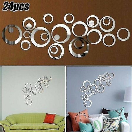 24 st självhäftande spegelväggdekaler