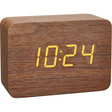 Tfa Dostmann Design Funk-vækkeur i trælook Clocco, 60.2549.08, Plast, Brun/orange[C]