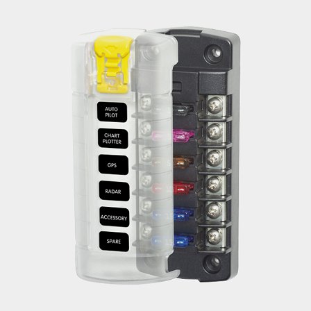 Fuse holder Blue Sea Systems ST Blade Fuse Block, for 6 spade fuses, M4, 32 V DC, 40 A