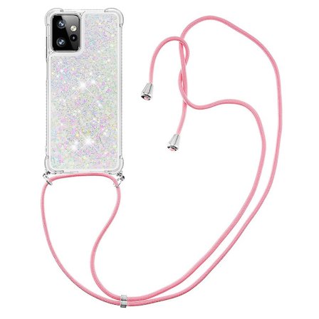 För Motorola Moto G Power 5g Fodral Tpu Glitter Flytande Telefonfodral Med Snöre
