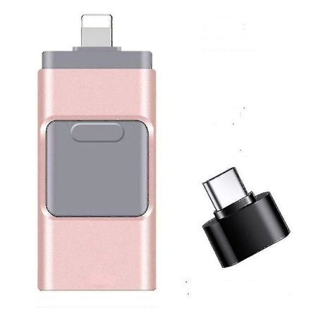 4-i-1 USB-nøgle med lagerplads til iPhone, iPad, PC, iOS og Android (128 GB)