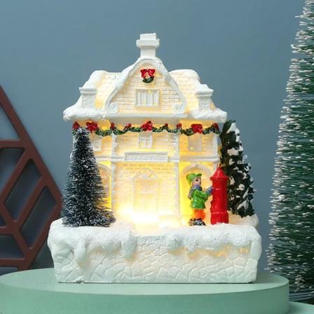 Jul Landsby Hvid Lækkert Hus Bygning Ferie Dekorationer Harpiks Jule Træ Ornament