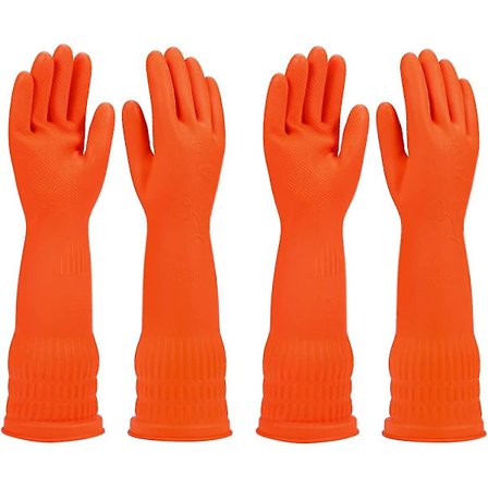 Gummiopvaskhandsker Køkkenrengøringshandsker 2 par Få Gratis Rengøringsklud Gave