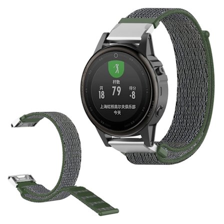 Garmin Fenix 6S / Fenix 5S Plus nylon loop Urrem - Militærgrøn