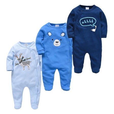 Våren Baby Pyjamas Flickor Pojkar Jumpsuit 100% Bomull Andningsbar Mjuk Jumpsuit Mörkgrå 0-3M_paris
