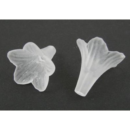 20 st. Stora vita frostade blommor i akryl 21 x 23 mm.