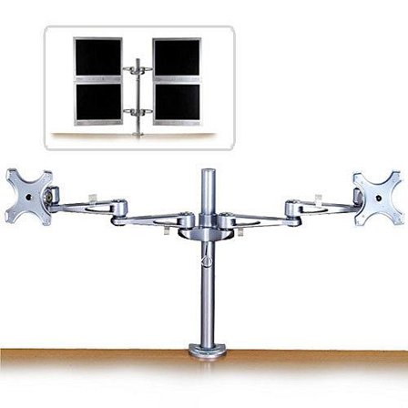 Lindy Dual Adjustable LCD Arms monteringskomponent - for 2 LCD-skjermer - sølv