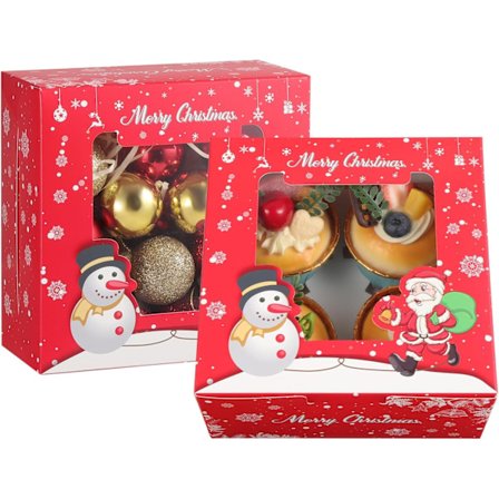 20 stk. julemuffinsæsker, cupcake-æsker, 4-hullers cupcake-holder, kageæsker med indsatser, julegodteæsker, gaveæsker