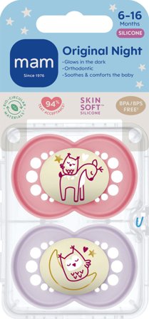 Mam Original Night narresmokk 6-16 måneder rosa 2 stk