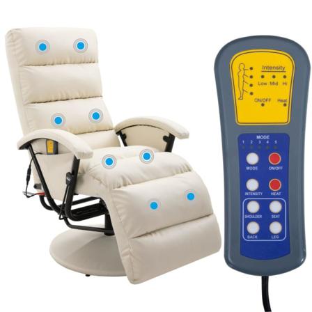 Vidaxl Massagefåtölj Gräddvit Konstläder Creme