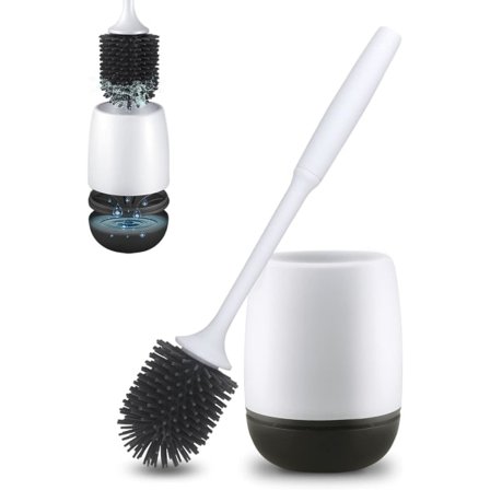 Toalettbørste og holder i silikon, toalettbørsteholder for bad