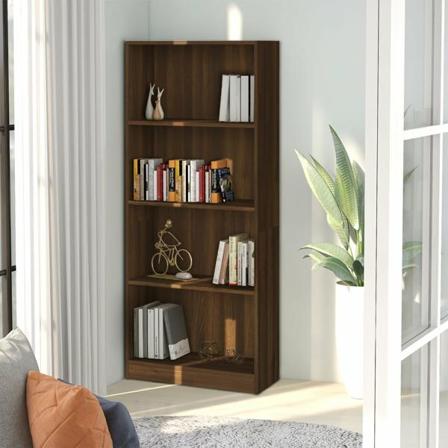 Vidaxl Bokhylla 4 Hyllor Rökfärgad Brun Ek 60x24x142cm Konstruer Brun