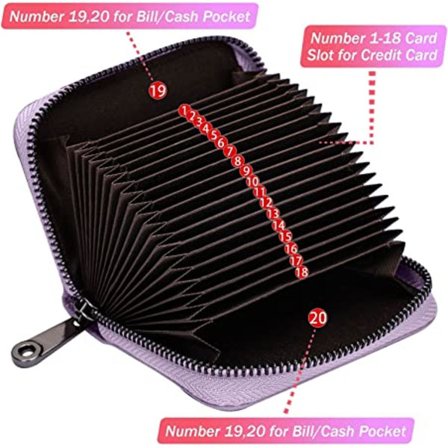 (Lavendel) RFID 20 kortspladser kreditkortholder ægte læder