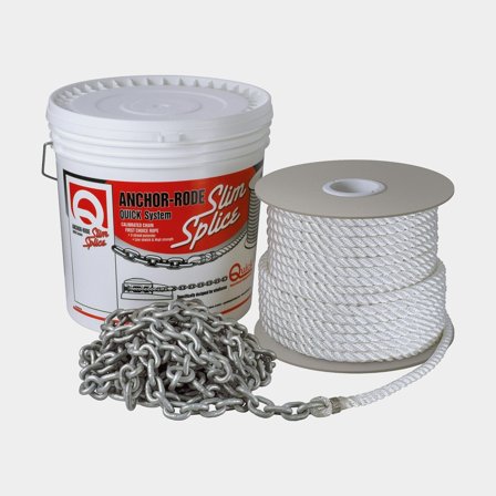 Ankerleine mit kettenvorlauf Quick Anchor Rode Slim Splice, 3-schlagige Polyester, Ø14 mm, 69 Meter (davon kalibrierte Kette 8 Meter, Ø8 mm) - Boot