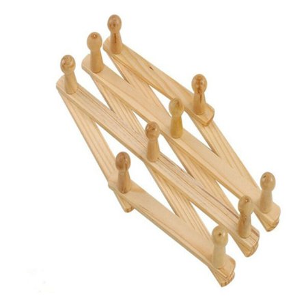 Utvidbar klesstativ i tre, trekkspill veggmontert trekleskrok for å henge hatter, luer, krus, frakker, vesker, kaffekopper, flott for entre, gang, 