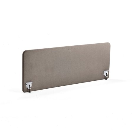 Bordskærm ZONE, inkl. hvide beslag, 1800X650x36 mm, stof Hush, lysebrun
