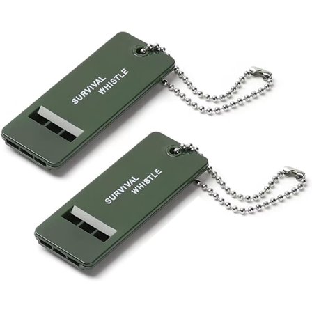 2 stk. Nødfløjter med snor, Livredderfløjte, Højlydt redningssignalering til udendørs brug