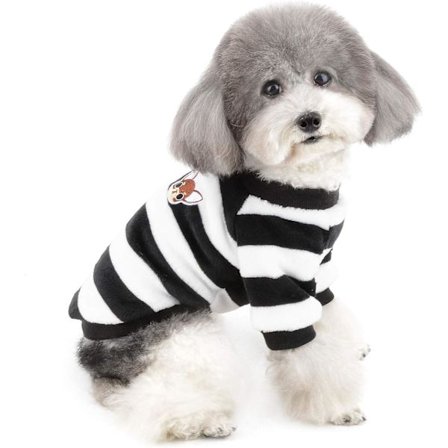 Vintertröja Fleecejacka för Små Hundar Varma Randiga Kläder