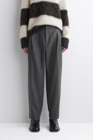 COS Men's Pleated Wool Straight-Leg Trousers in Grey