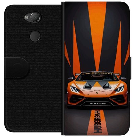 Sony Xperia XA2 Lommeboketui Lamborghini Huracán oransje sportsbil supercar frontvisning racing luksusbil kraftig bil design eksotiskt kjøretøy ras