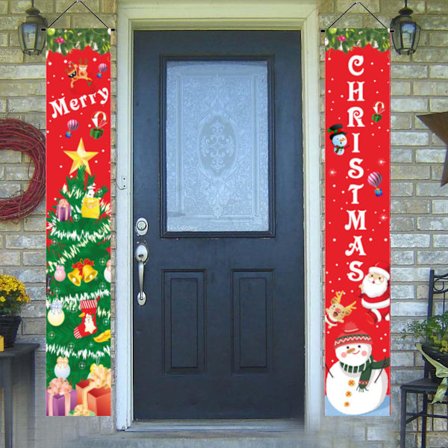 Jule dør banner dekorasjoner - Juledekor for veranda, hage, vegg, hengende juledekorasjon hjemme, gårdshus, hus, uteplass, fest