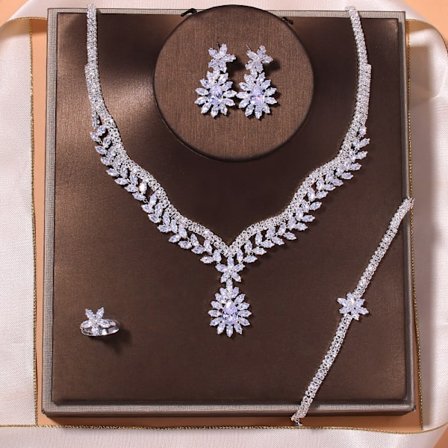 Högkvalitativt Zirkonhalsband och armbandssats Bröllops smycken Kvinnor