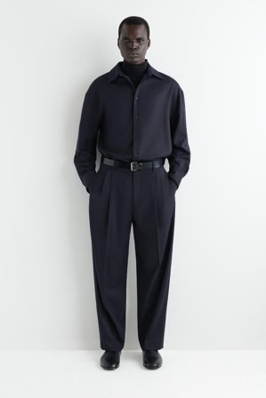 COS Homme Pantalon En Flanelle De Laine in Bleu