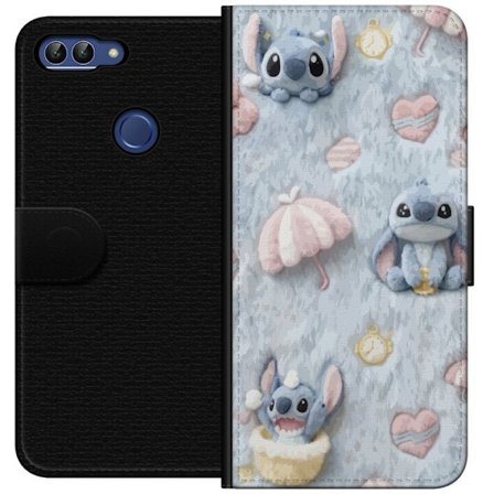 Kompatibelt Lommeboketui til Huawei P smart Broder mønster med hjerter, paraplyer og pastellfarget myk bakgrunn