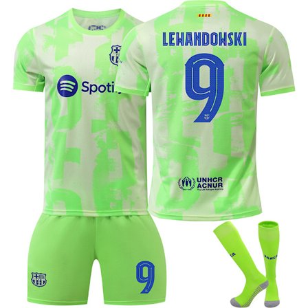 2024-2025 Barcelona Udebanetrøje Grønt Fodboldtrøjesæt Med Strømper