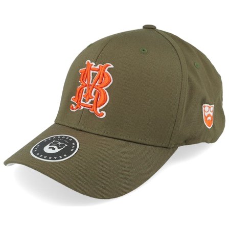Bearded Man - Vert flexfit Casquette - Monogram Olive Flexfit @ Hatstore