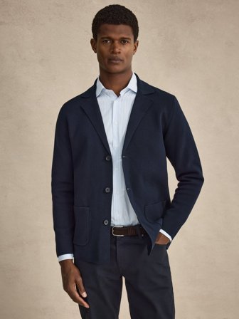 John Henric Men's Marineblaue Strickjacke Regular Fit Size XS