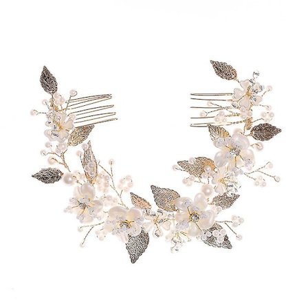 Morsiamen hiuskampa, käsintehty pehmeä keramiikka punottu kukka pääpanta hiusnauha