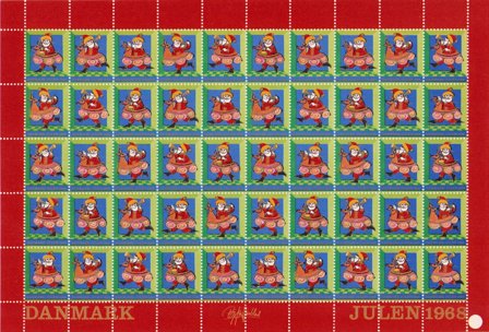 Danmark - julmärkeark 1968 - Utakket på den højre side - Ubrugt eller foldet