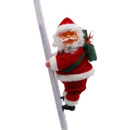 Elektrisk Julenisse Klatring på Stige for Juletre Innendørs Utendørs Hengende Ornament Dekor Jul Julefest Hjem Dør Veggdekorasjon
