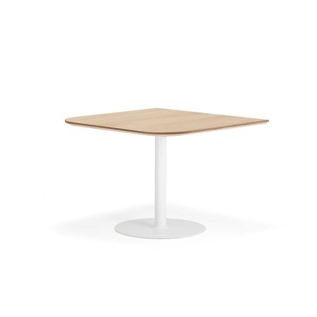 Bord METRIC, avrundede hjørner, L1000 B1000 H720 mm, hvit/eik