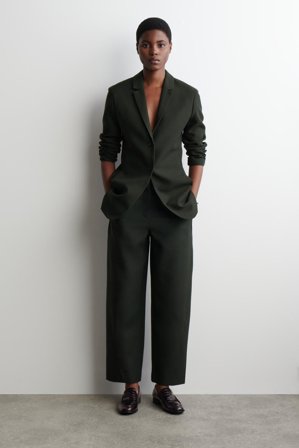 COS Frauen Verkürzte Hose Aus Wolle Mit Barrel-Bein in Grün