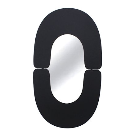 Buet sort mat metalspejl, 54x95 cm