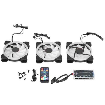 3 stk. RGB Kabinettvifte 120mm Super Stille RGB Flere Lysmoduser Støtsikker Design PC Kabinettvifter med Kontroller Skruer