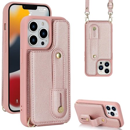 Korthållare Cover till Iphone 13 Pro , Armband Kickstand Läder+tpu Phone case