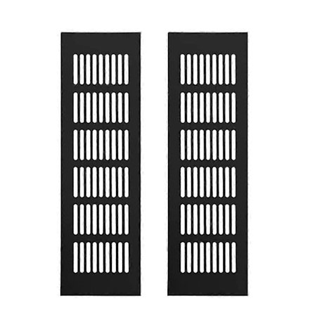 Set med 2 ventilationsgaller, Aluminium, 250 x 80 mm, Svart