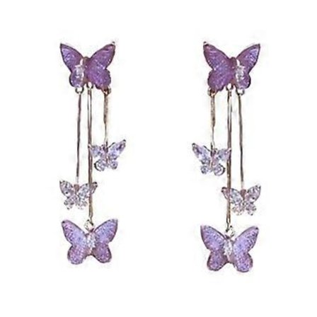 Eleganta lila fjärilsörhängen med graciösa tofsar, idealiska för naturälskande konstnärliga individer