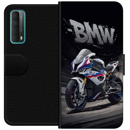 Huawei P smart 2021 Lommeboketui BMW sportsmotorsykkel illustrasjon hvit og blå supersport sykkel for motorsykkelentusiaster som elsker fart, kraft o