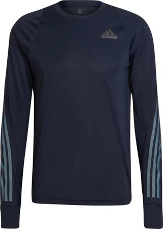 Adidas Men's Run Icon Full Reflective 3-Stripes LS Tee Men long-sleeved training tops Blue L
