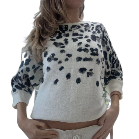 Leopardmönstrad stickad tröja