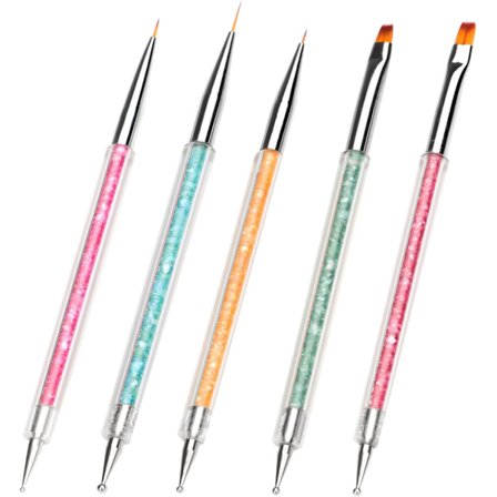5 stk Neglekunst Pensler, Negleprikkeverktøy, Dobbeltsidede Neglekunstpenner Sett Gel Negle, Neglelakkpenner Maling Manikyr Skjønnhet 
