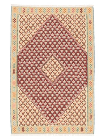 Kelim Senneh Fine Teppich 104X157 Dunkelrot/Beige Wolle, Persien